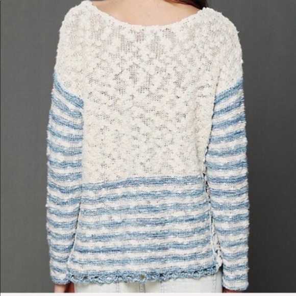 FREE PEOPLE / stripped crochet knit pullover - Picture 2 of 6